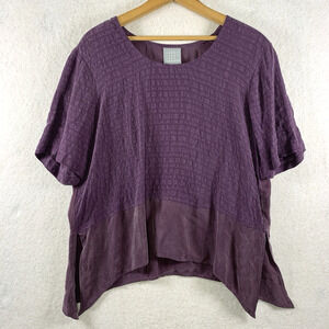 Rabbit Rabbit Designs Women Silk Top Sz L Lavender Lagenlook Artsy Quiet Luxury